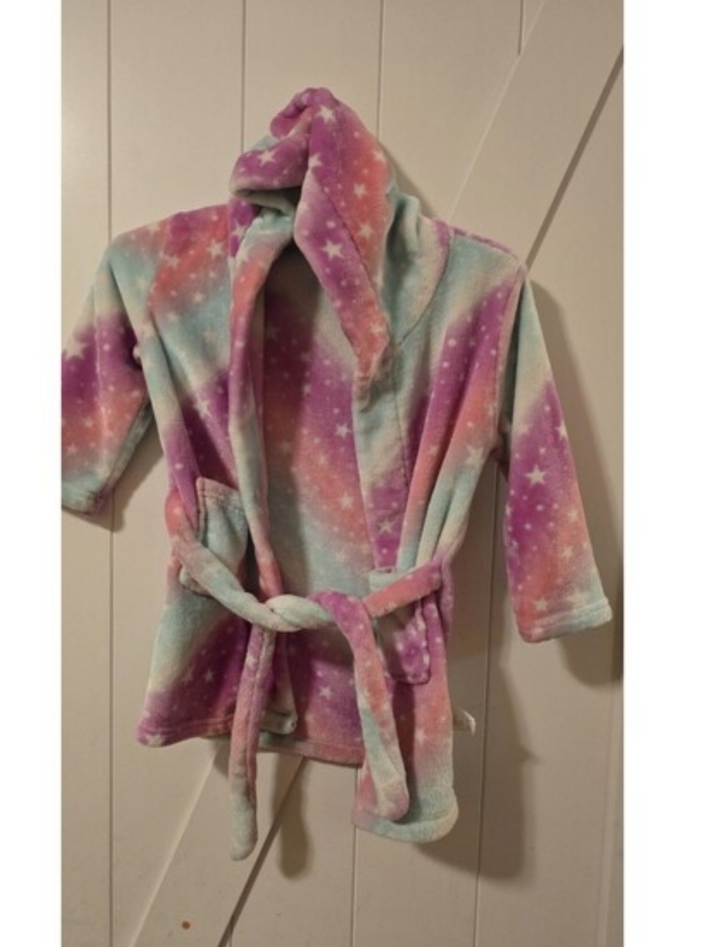 Girls' Kids Cuddl Duds Plush PinkPurple Tie-Dye Robe, Size S (7/8).Soft & Coz